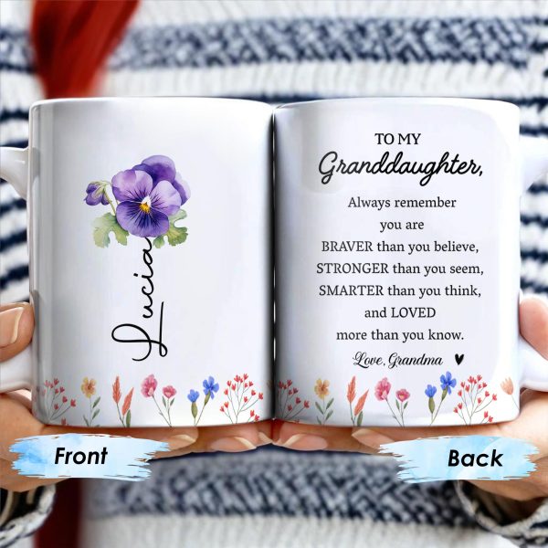 Braver Stronger Smarter Loved Floral Granddaughter Mug - Personalized Custom Coffee Mug - GDT002_MG Braver Stronger Smarter Loved Floral Granddaughter Mug - Personalized Custom Coffee Mug - GDT002_MG
