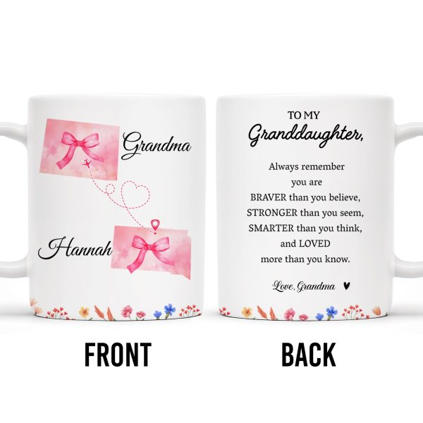 Braver, Stronger, Smarter, Loved Inspirational Quote With Bows And Hearts - Personalized Custom Coffee Mug - GDT180_MG