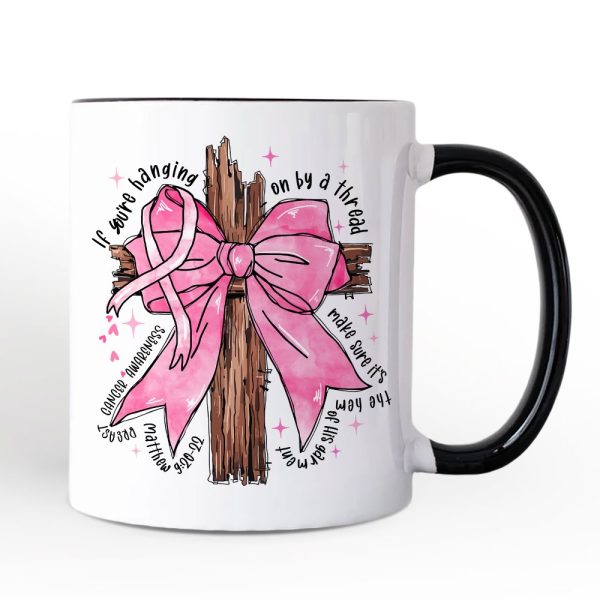 Breast Cancer Pink Bow Cross Personalized Mug, Awareness Faith Christian Gift with Custom Name Breast Cancer Pink Bow Cross Personalized Mug, Awareness Faith Christian Gift with Custom Name
