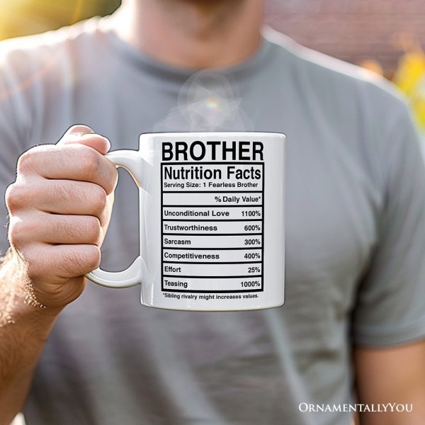 Brother Nutrition Facts Personalized Mug, Birthday Gift with Custom Name