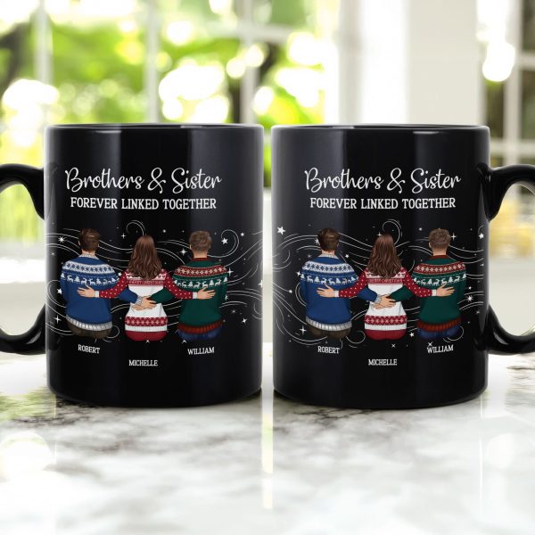 Brother Sister Forever Linked Together - Personalized Mug Brother Sister Forever Linked Together - Personalized Mug