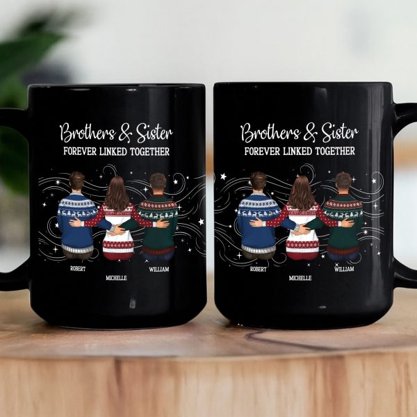 Brother Sister Forever Linked Together - Personalized Mug Brother Sister Forever Linked Together - Personalized Mug