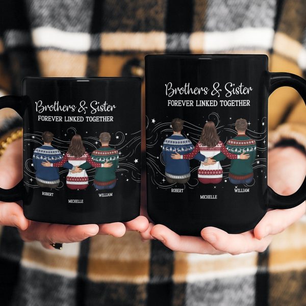 Brother Sister Forever Linked Together - Personalized Mug Brother Sister Forever Linked Together - Personalized Mug