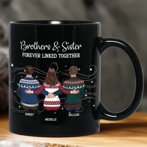 Brother Sister Forever Linked Together - Personalized Mug Brother Sister Forever Linked Together - Personalized Mug