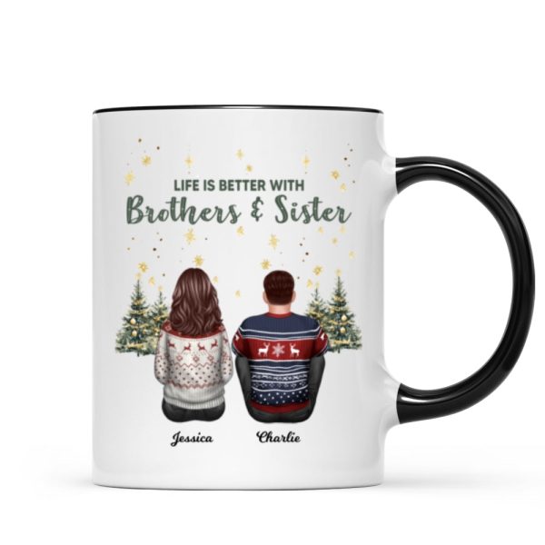 Brother Sisters Christmas Tree Personalized Mug, Christmas Gift for Siblings Brother Sisters Christmas Tree Personalized Mug, Christmas Gift for Siblings