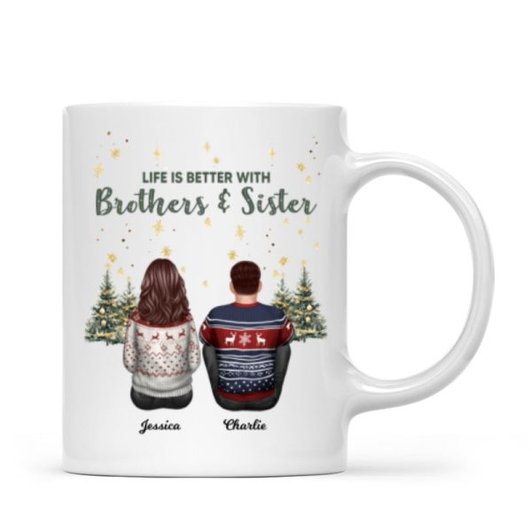Brother Sisters Christmas Tree Personalized Mug, Christmas Gift for Siblings Brother Sisters Christmas Tree Personalized Mug, Christmas Gift for Siblings