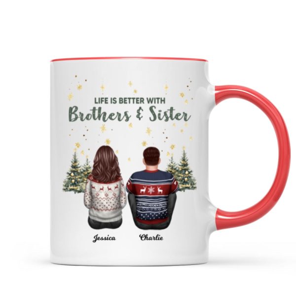 Brother Sisters Christmas Tree Personalized Mug, Christmas Gift for Siblings Brother Sisters Christmas Tree Personalized Mug, Christmas Gift for Siblings