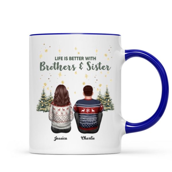 Brother Sisters Christmas Tree Personalized Mug, Christmas Gift for Siblings Brother Sisters Christmas Tree Personalized Mug, Christmas Gift for Siblings
