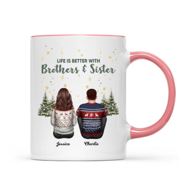 Brother Sisters Christmas Tree Personalized Mug, Christmas Gift for Siblings Brother Sisters Christmas Tree Personalized Mug, Christmas Gift for Siblings