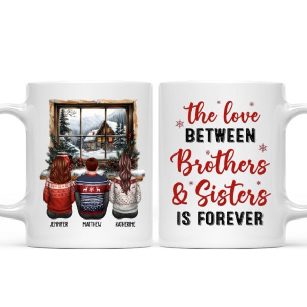 Brother Sisters Sitting By The Window Personalized Mug, Christmas Gift for Siblings Brother Sisters Sitting By The Window Personalized Mug, Christmas Gift for Siblings