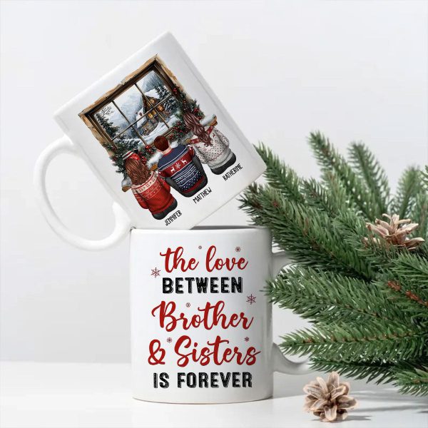 Brother Sisters Sitting By The Window Personalized Mug, Christmas Gift for Siblings Brother Sisters Sitting By The Window Personalized Mug, Christmas Gift for Siblings