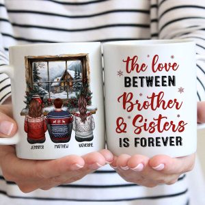 Brother Sisters Sitting By The Window Personalized Mug, Christmas Gift for Siblings