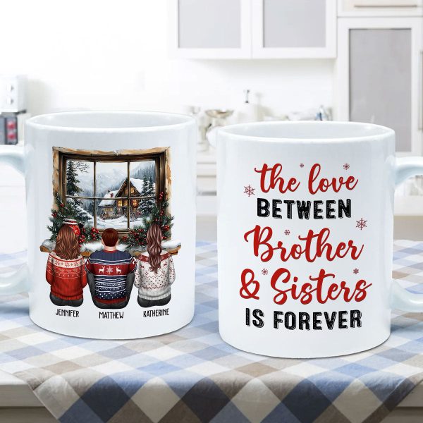 Brother Sisters Sitting By The Window Personalized Mug, Christmas Gift for Siblings Brother Sisters Sitting By The Window Personalized Mug, Christmas Gift for Siblings