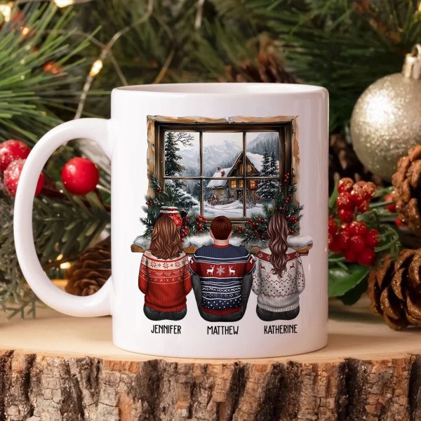 Brother Sisters Sitting By The Window Personalized Mug, Christmas Gift for Siblings Brother Sisters Sitting By The Window Personalized Mug, Christmas Gift for Siblings