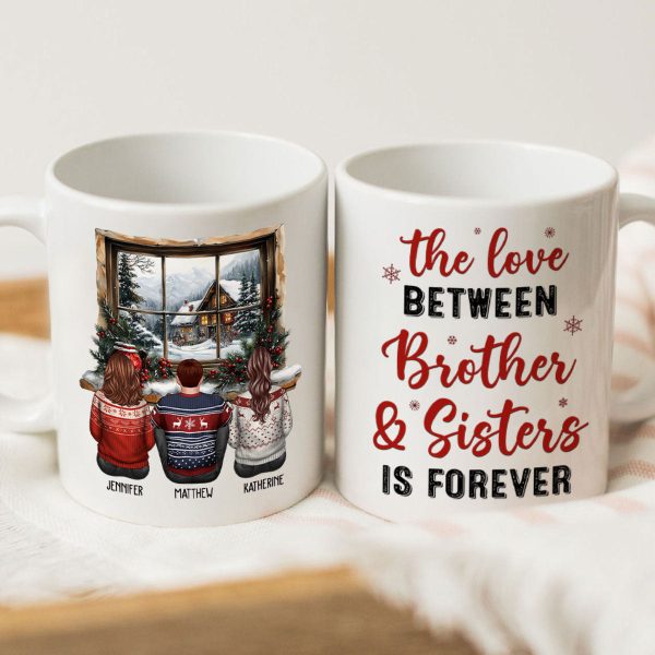 Brother Sisters Sitting By The Window Personalized Mug, Christmas Gift for Siblings Brother Sisters Sitting By The Window Personalized Mug, Christmas Gift for Siblings
