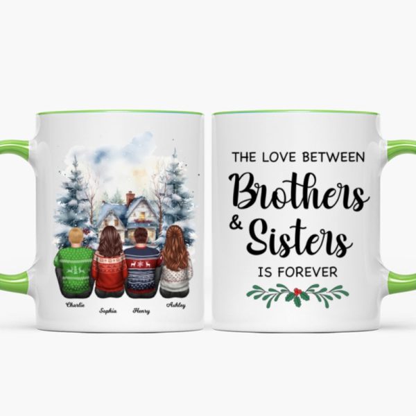 Brother Sisters Watercolor Christmas House Personalized Mug, Christmas Gift for Siblings Brother Sisters Watercolor Christmas House Personalized Mug, Christmas Gift for Siblings
