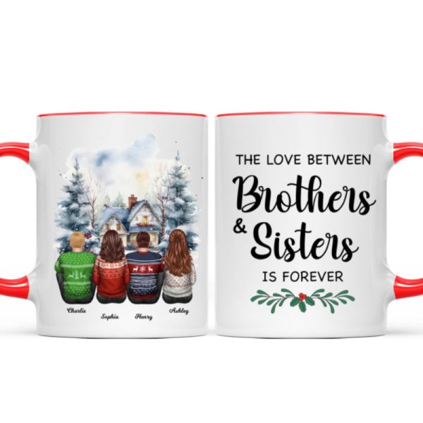 Brother Sisters Watercolor Christmas House Personalized Mug, Christmas Gift for Siblings Brother Sisters Watercolor Christmas House Personalized Mug, Christmas Gift for Siblings