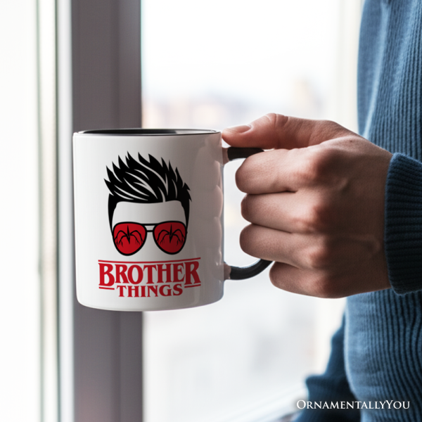 Brother Things Retro Personalized Mug, Red Glasses Family Matching Gift with Custom Name Brother Things Retro Personalized Mug, Red Glasses Family Matching Gift with Custom Name