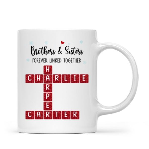 Brothers And Sisters Forever Linked Together Festive Theme Crossword Puzzle Art - Personalized Mug - Gift For Siblings, Family Brothers And Sisters Forever Linked Together Festive Theme Crossword Puzzle Art - Personalized Mug - Gift For Siblings, Family