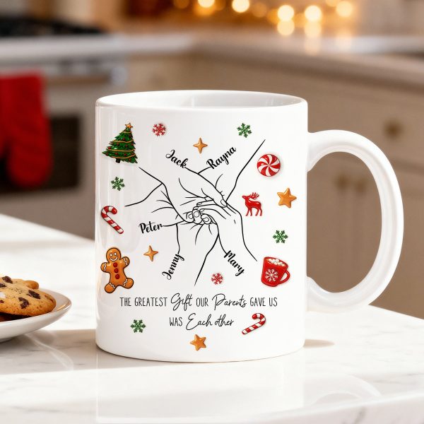Brothers And Sisters Hands Line Art - Personalized Mug - Christmas Gift For Brother, For Sister Brothers And Sisters Hands Line Art - Personalized Mug - Christmas Gift For Brother, For Sister