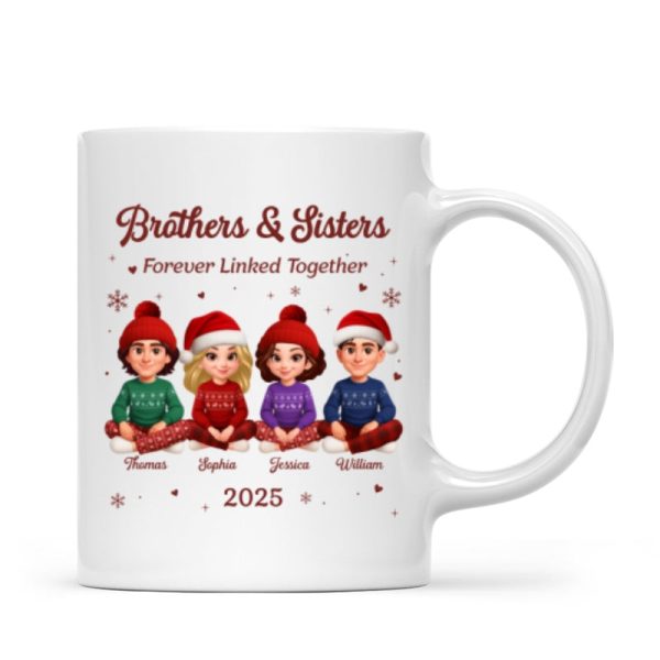 Brothers Sisters Forever Linked Together - Personalized Mug - Christmas Gift For Brothers, Sisters, Siblings