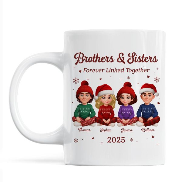 Brothers Sisters Forever Linked Together - Personalized Mug - Christmas Gift For Brothers, Sisters, Siblings