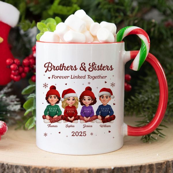 Brothers Sisters Forever Linked Together - Personalized Mug - Christmas Gift For Brothers, Sisters, Siblings