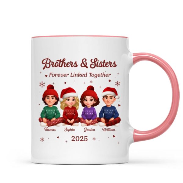 Brothers Sisters Forever Linked Together - Personalized Mug - Christmas Gift For Brothers, Sisters, Siblings