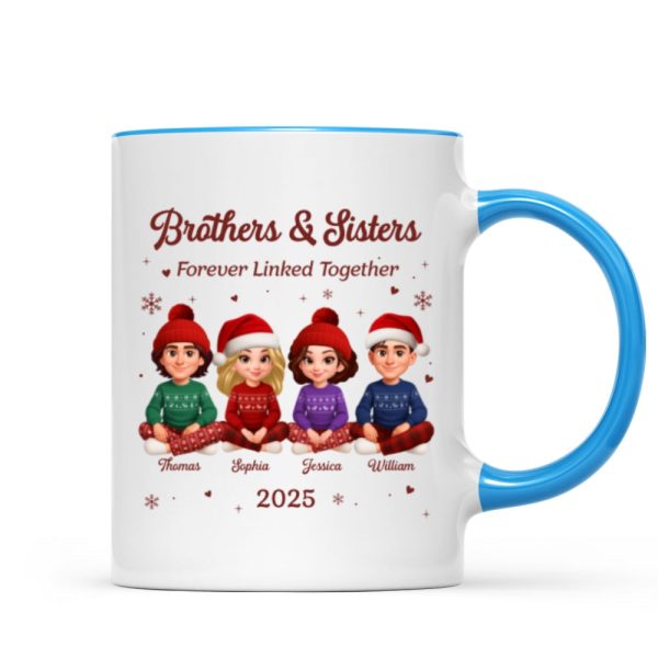 Brothers Sisters Forever Linked Together - Personalized Mug - Christmas Gift For Brothers, Sisters, Siblings