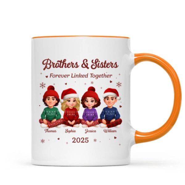 Brothers Sisters Forever Linked Together - Personalized Mug - Christmas Gift For Brothers, Sisters, Siblings