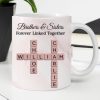 Brothers Sisters Forever Linked Together Crossword - Personalized Mug - Sentimental Gift for Siblings Brothers Sisters Forever Linked Together Crossword - Personalized Mug - Sentimental Gift for Siblings