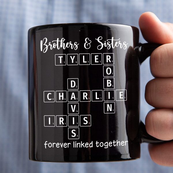 Brothers & Sisters Siblings Family Forever Linked Crossword Outline Personalized Mug Brothers & Sisters Siblings Family Forever Linked Crossword Outline Personalized Mug