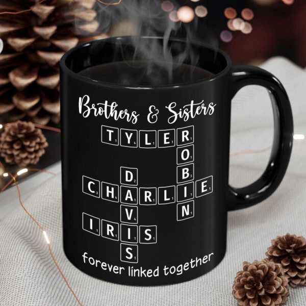 Brothers & Sisters Siblings Family Forever Linked Crossword Outline Personalized Mug Brothers & Sisters Siblings Family Forever Linked Crossword Outline Personalized Mug