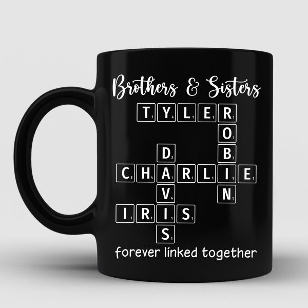 Brothers & Sisters Siblings Family Forever Linked Crossword Outline Personalized Mug Brothers & Sisters Siblings Family Forever Linked Crossword Outline Personalized Mug