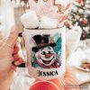 Brushstroke Cute Snowman Personalized Mug, Preppy Merry Christmas Glitter Holiday Gift with Custom Name Brushstroke Cute Snowman Personalized Mug, Preppy Merry Christmas Glitter Holiday Gift with Custom Name