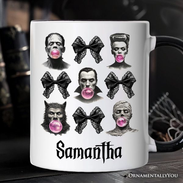 Bubblegum Classic Monster Personalized Mug, Funny Coquette Bow Gift with Retro Style and Custom Name Bubblegum Classic Monster Personalized Mug, Funny Coquette Bow Gift with Retro Style and Custom Name