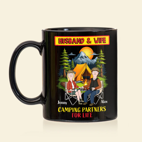 Burger Couple Camping Partners for Life - Personalized Mug - Gift For Camping Couple, Husband Wife, Anniversary | CL55