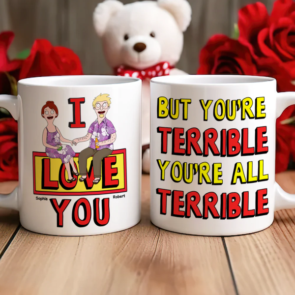 Burger Couple Funny- Personalized Mug - Gift For Couple, Husband Wife, Anniversary | CL55 Burger Couple Funny- Personalized Mug - Gift For Couple, Husband Wife, Anniversary | CL55