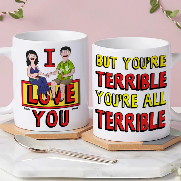 Burger Couple Funny- Personalized Mug - Gift For Couple, Husband Wife, Anniversary | CL55 Burger Couple Funny- Personalized Mug - Gift For Couple, Husband Wife, Anniversary | CL55