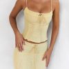 Butter Strappy Ruched Top Knee Length Skirt Set Butter Strappy Ruched Top Knee Length Skirt Set