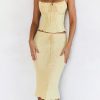 Butter Strappy Ruched Top Knee Length Skirt Set Butter Strappy Ruched Top Knee Length Skirt Set