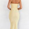 Butter Strappy Ruched Top Knee Length Skirt Set Butter Strappy Ruched Top Knee Length Skirt Set
