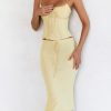 Butter Strappy Ruched Top Knee Length Skirt Set Butter Strappy Ruched Top Knee Length Skirt Set