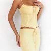 Butter Strappy Ruched Top Knee Length Skirt Set Butter Strappy Ruched Top Knee Length Skirt Set