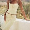 Butter Strappy Ruched Top Knee Length Skirt Set Butter Strappy Ruched Top Knee Length Skirt Set