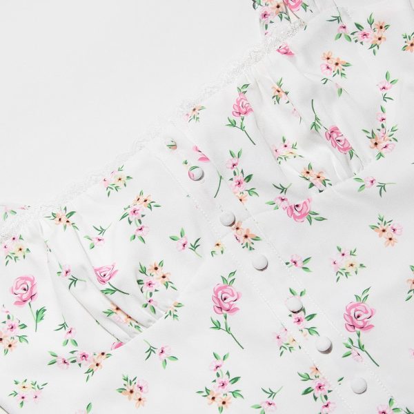 Buttoned Frill Strap Midi Dress