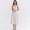 Buttoned Frill Strap Midi Dress