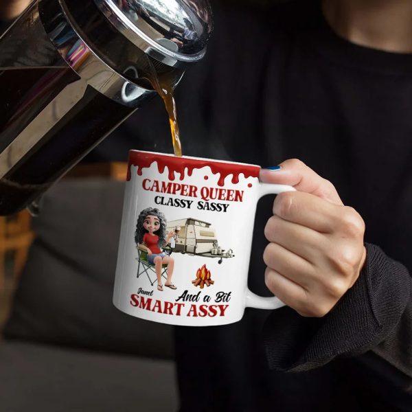 Camper Queen Classy Sassy - Personalized White Edge-to-Edge Mug Camper Queen Classy Sassy - Personalized White Edge-to-Edge Mug