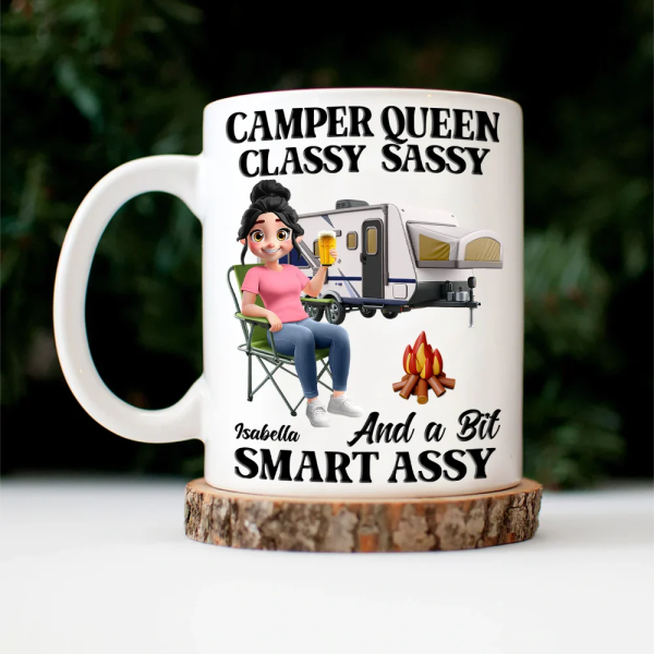 Camper Queen Classy Sassy 3D Effect - Personalized Mug Camper Queen Classy Sassy 3D Effect - Personalized Mug