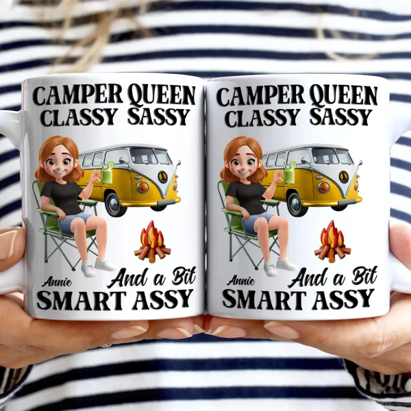 Camper Queen Classy Sassy 3D Effect - Personalized Mug Camper Queen Classy Sassy 3D Effect - Personalized Mug